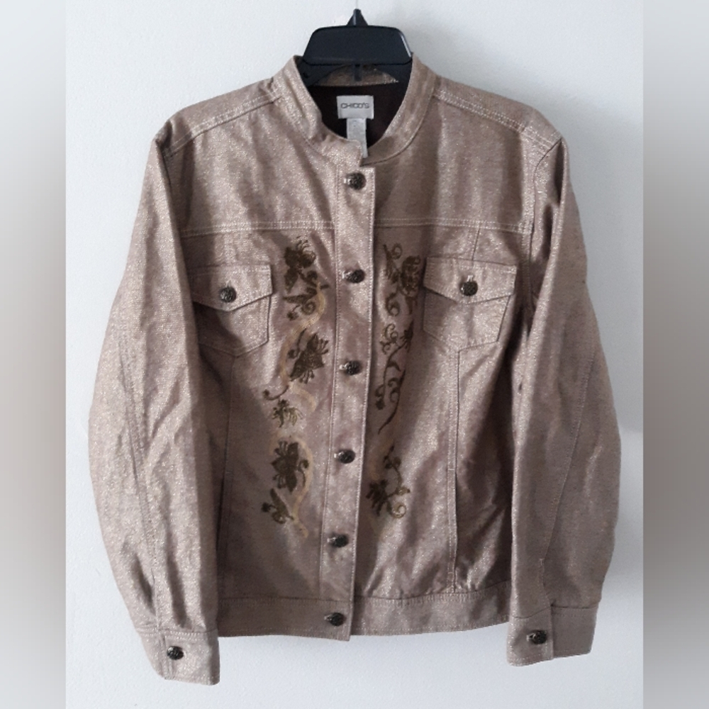 Chico's Metallic Jean Jacket